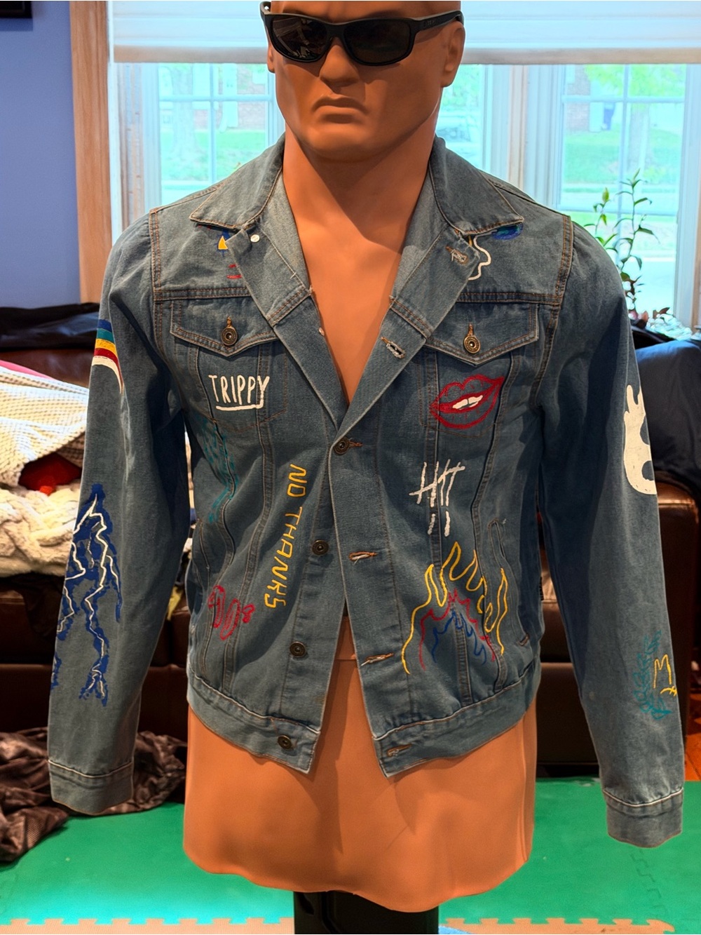 Brooklyn Cloth Blue Denim Jacket with Multicolor Patches